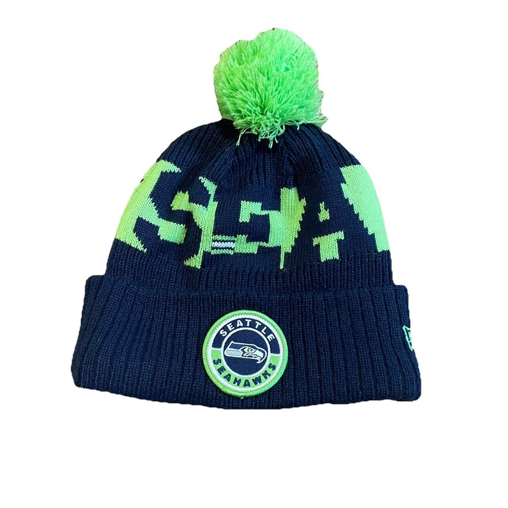 Seattle Seahawks Beanie Knit Hat Cap New Era NFL Officially Licensed With Pompom